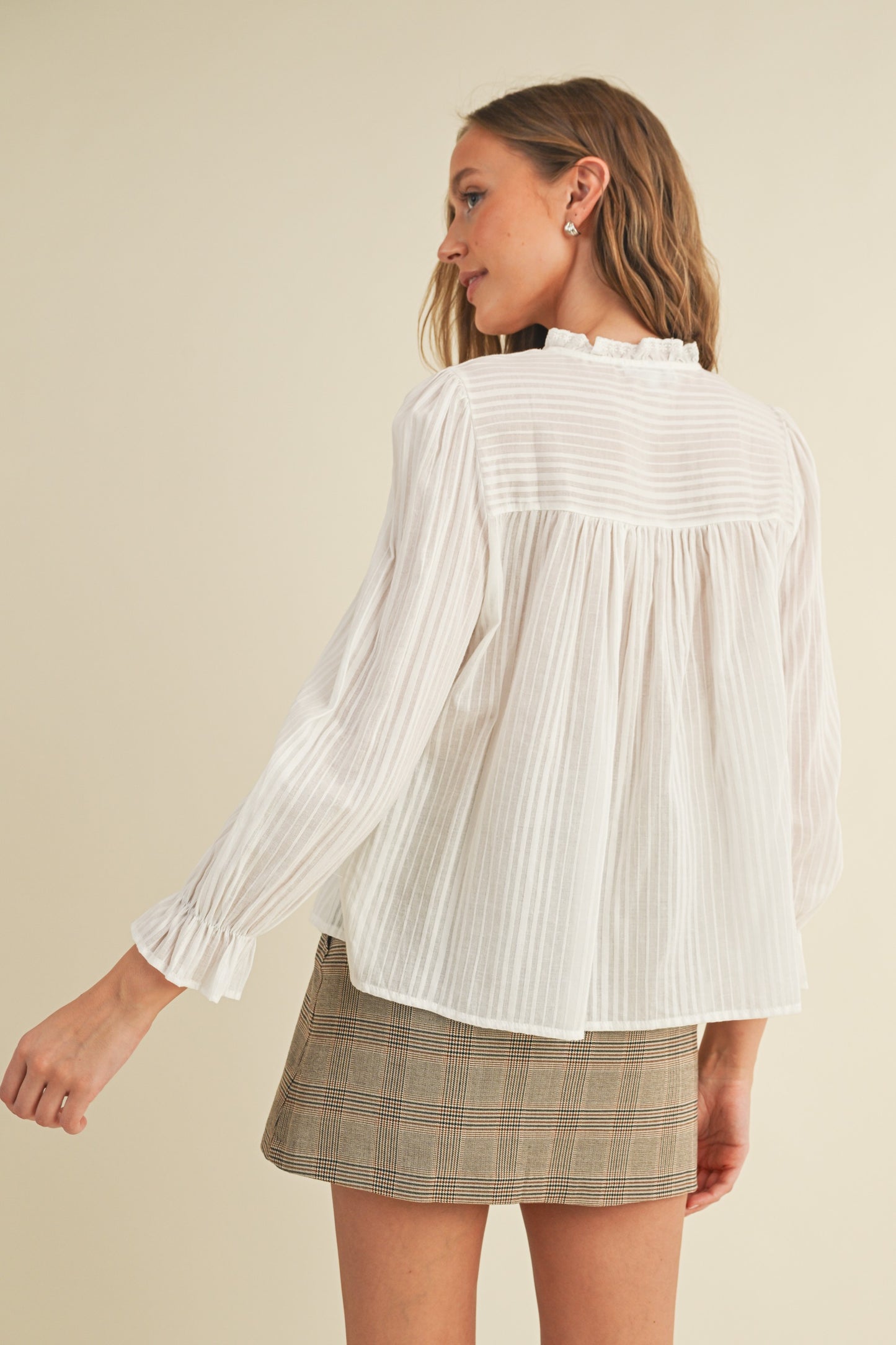 Frill Collar Top - White