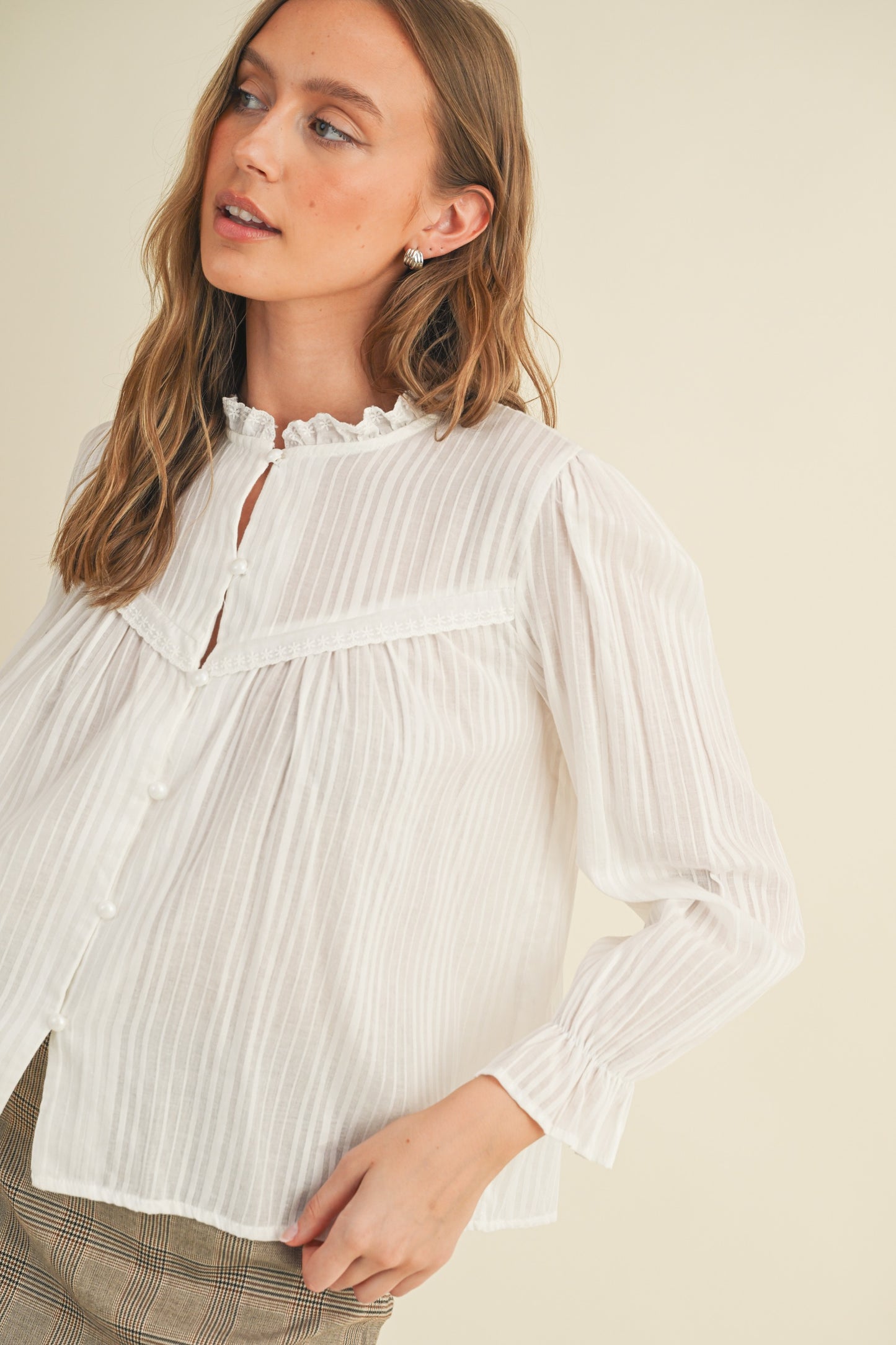 Frill Collar Top - White