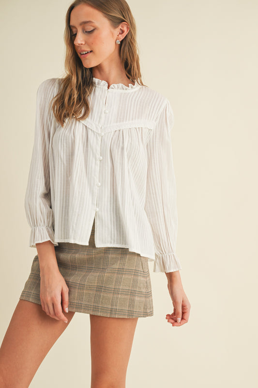 Frill Collar Top - White