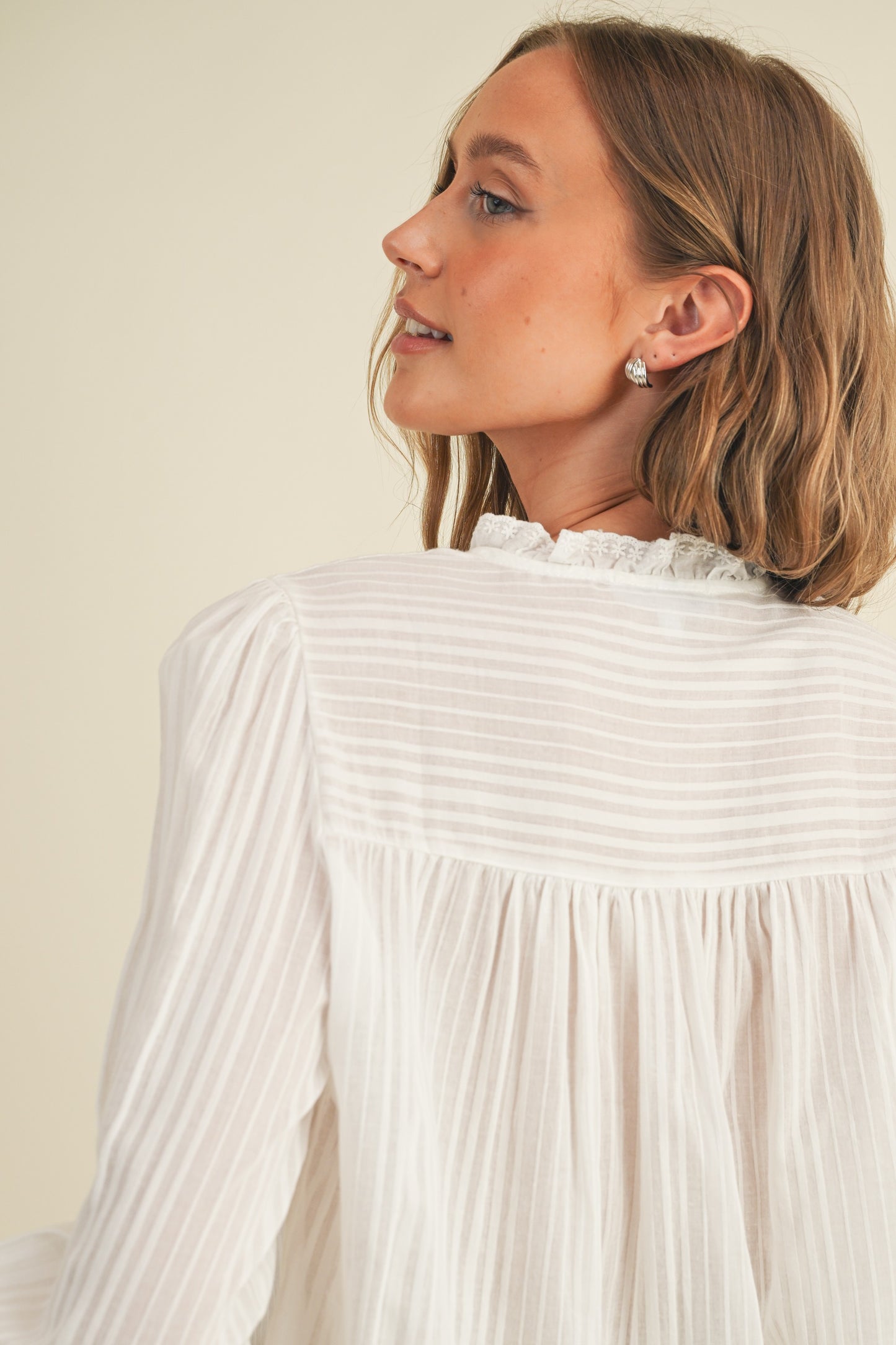 Frill Collar Top - White