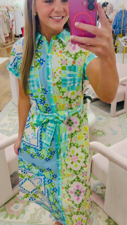 Willa Dress - Blue Floral Folk