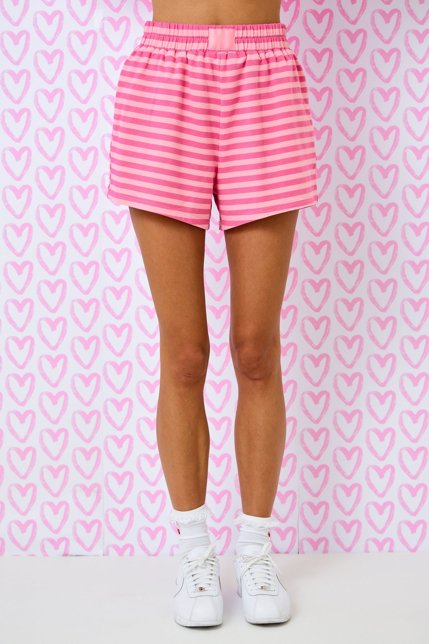 Striped Terry Lounge Sweat Shorts - Pink/Light Pink