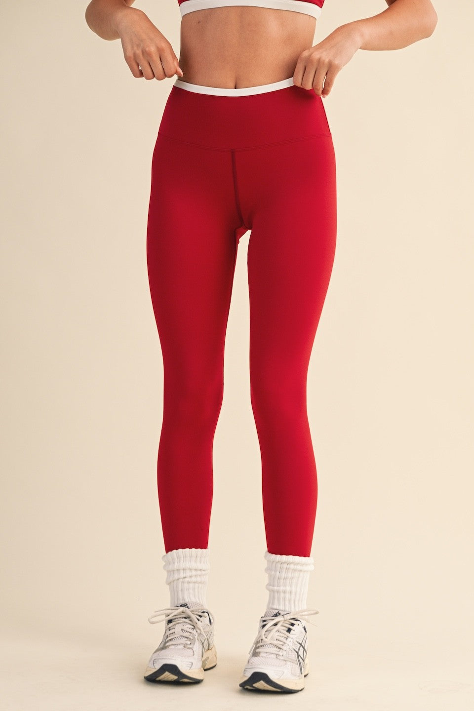 Contrast Binding Legging - Cherry