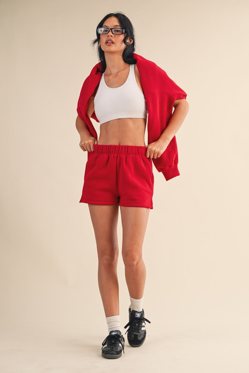 Cozy Fleece Sweatshorts - Cherry