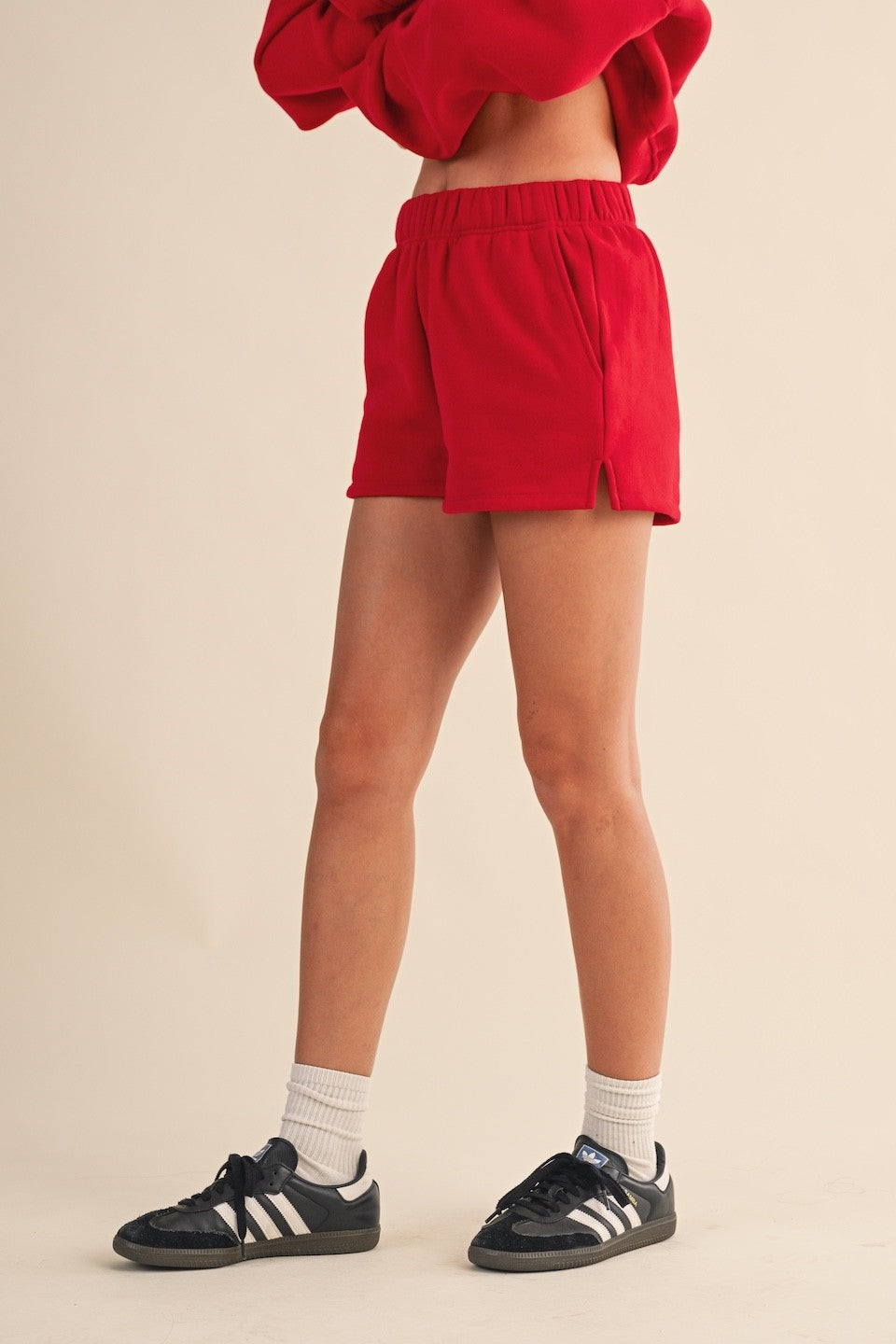 Cozy Fleece Sweatshorts - Cherry