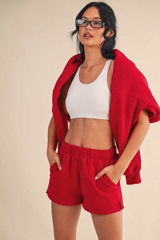 Cozy Fleece Sweatshorts - Cherry