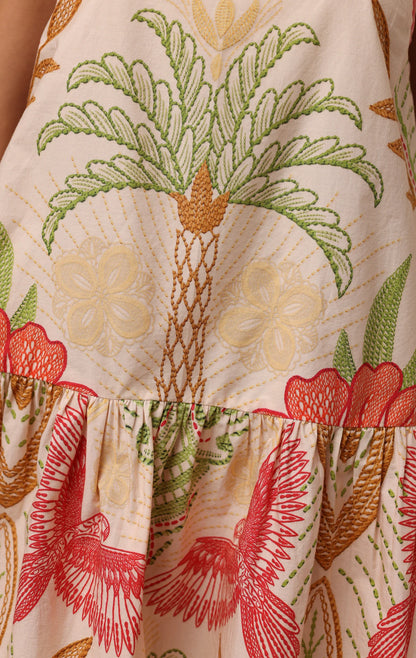 Scarlett Mini Dress - Stitchwork Hibiscus