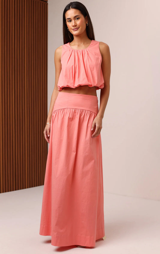 Uma Maxi Skirt - Sunset Coral