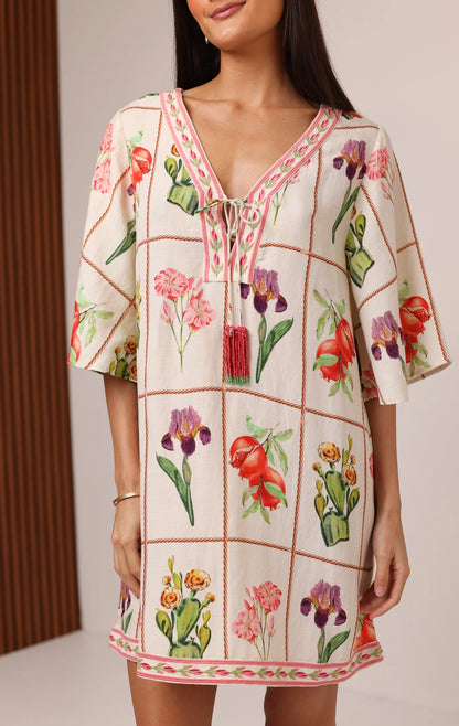 Carmen Mini Dress - Desert Flower