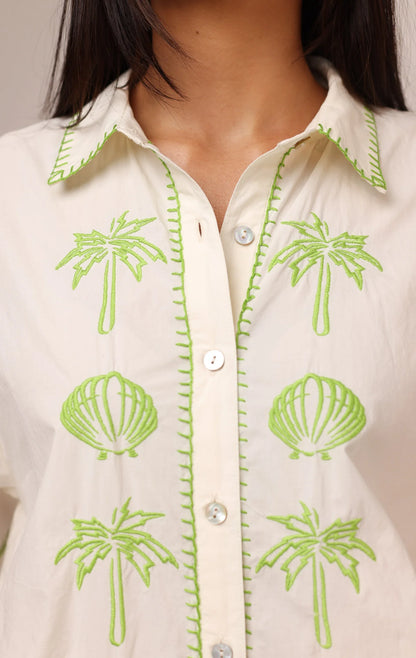 Patricia Shirt Dress - Seashell Embroidery