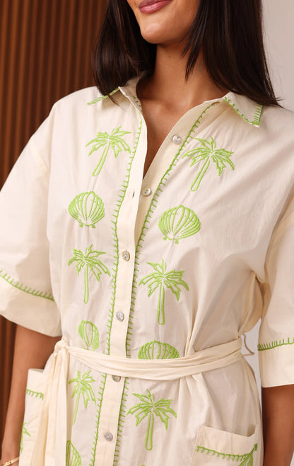 Patricia Shirt Dress - Seashell Embroidery