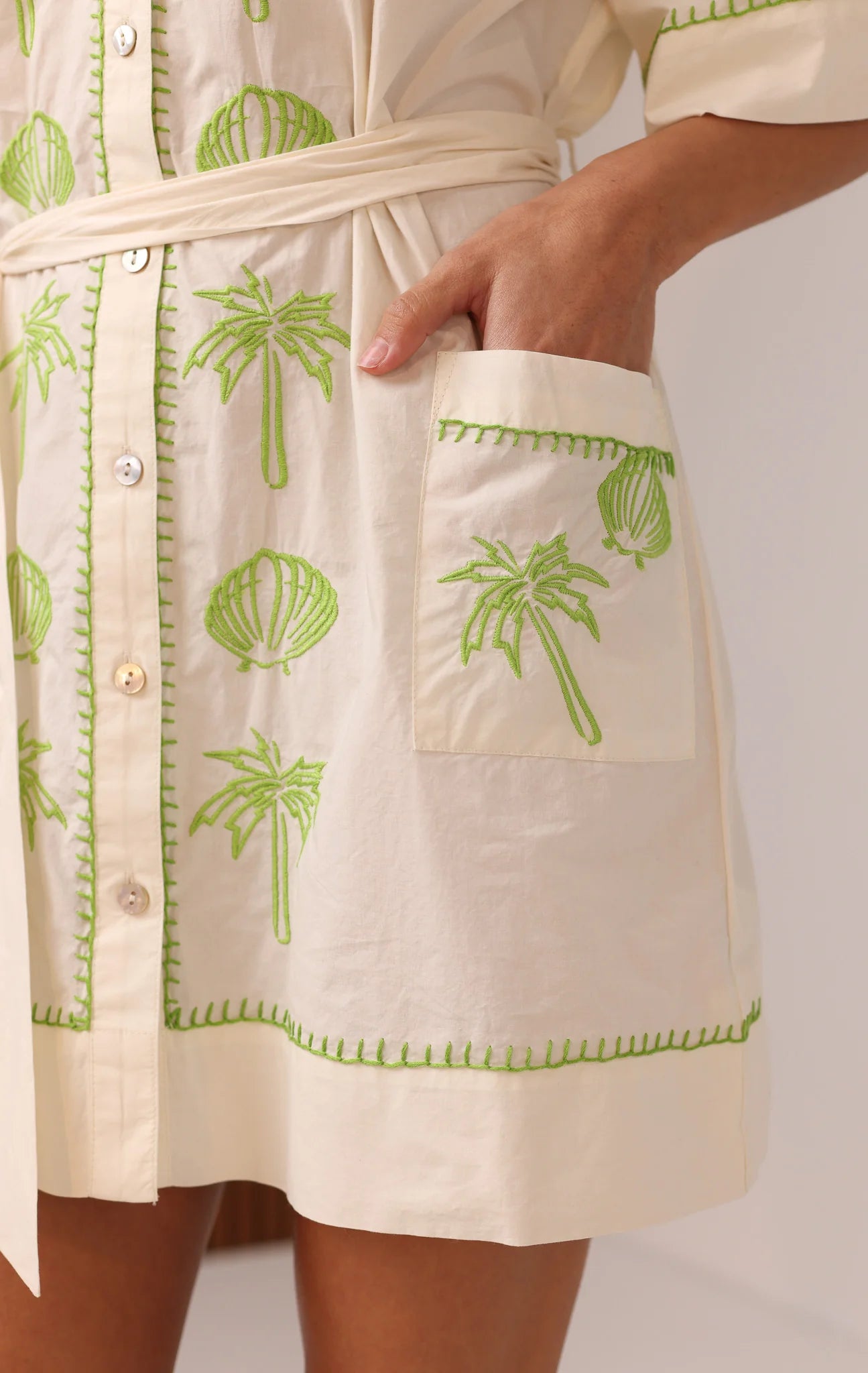 Patricia Shirt Dress - Seashell Embroidery