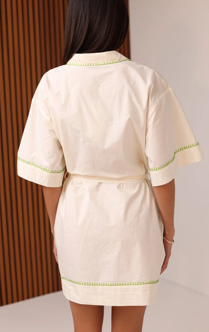 Patricia Shirt Dress - Seashell Embroidery