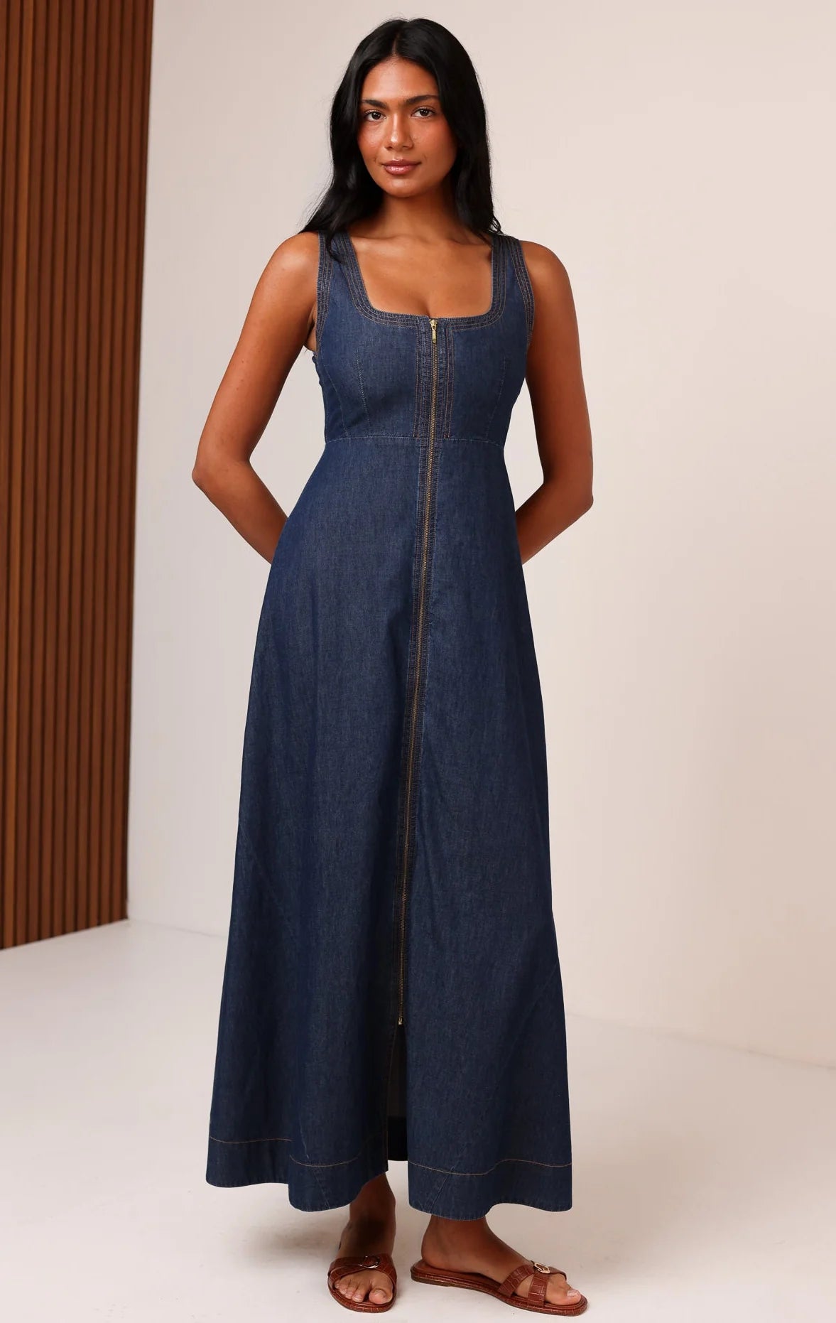 Rowan Maxi Dress - Dark Wash Chambray