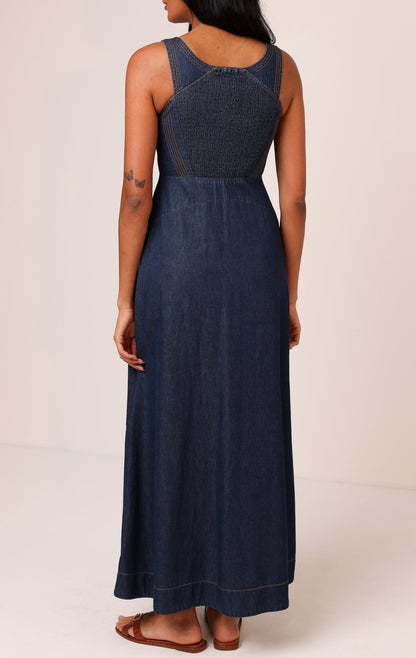 Rowan Maxi Dress - Dark Wash Chambray