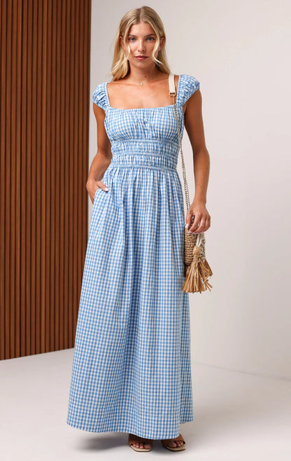 Emilia Maxi Dress - Pacific Gingham