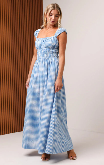 Emilia Maxi Dress - Pacific Gingham