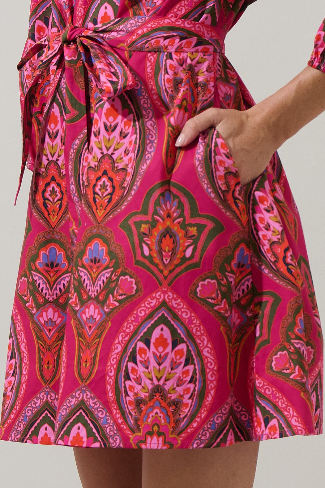 Azura Paisley Eira Poplin Mini Dress - Berry Multi