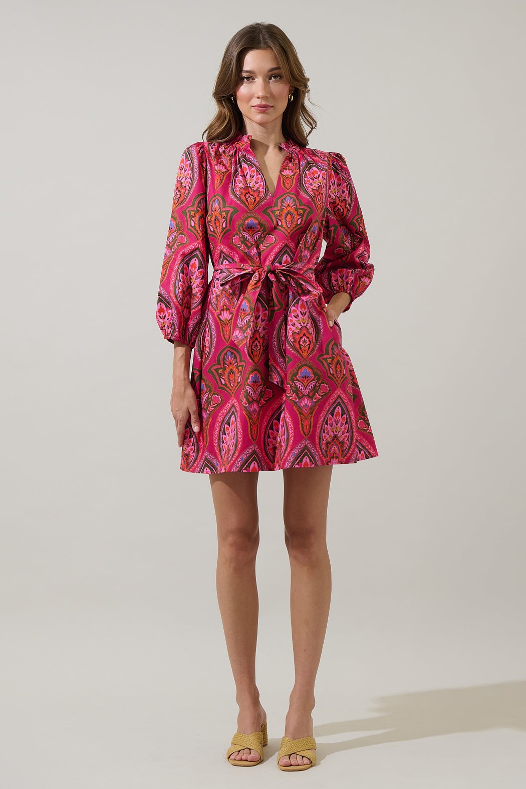 Azura Paisley Eira Poplin Mini Dress - Berry Multi