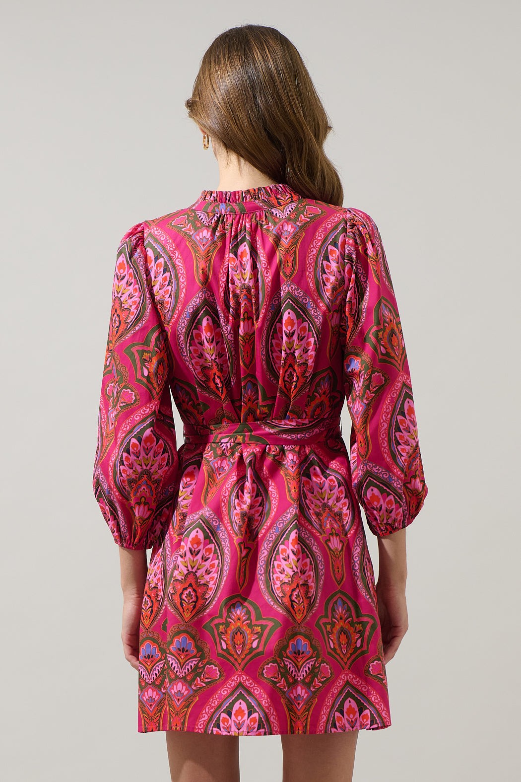 Azura Paisley Eira Poplin Mini Dress - Berry Multi