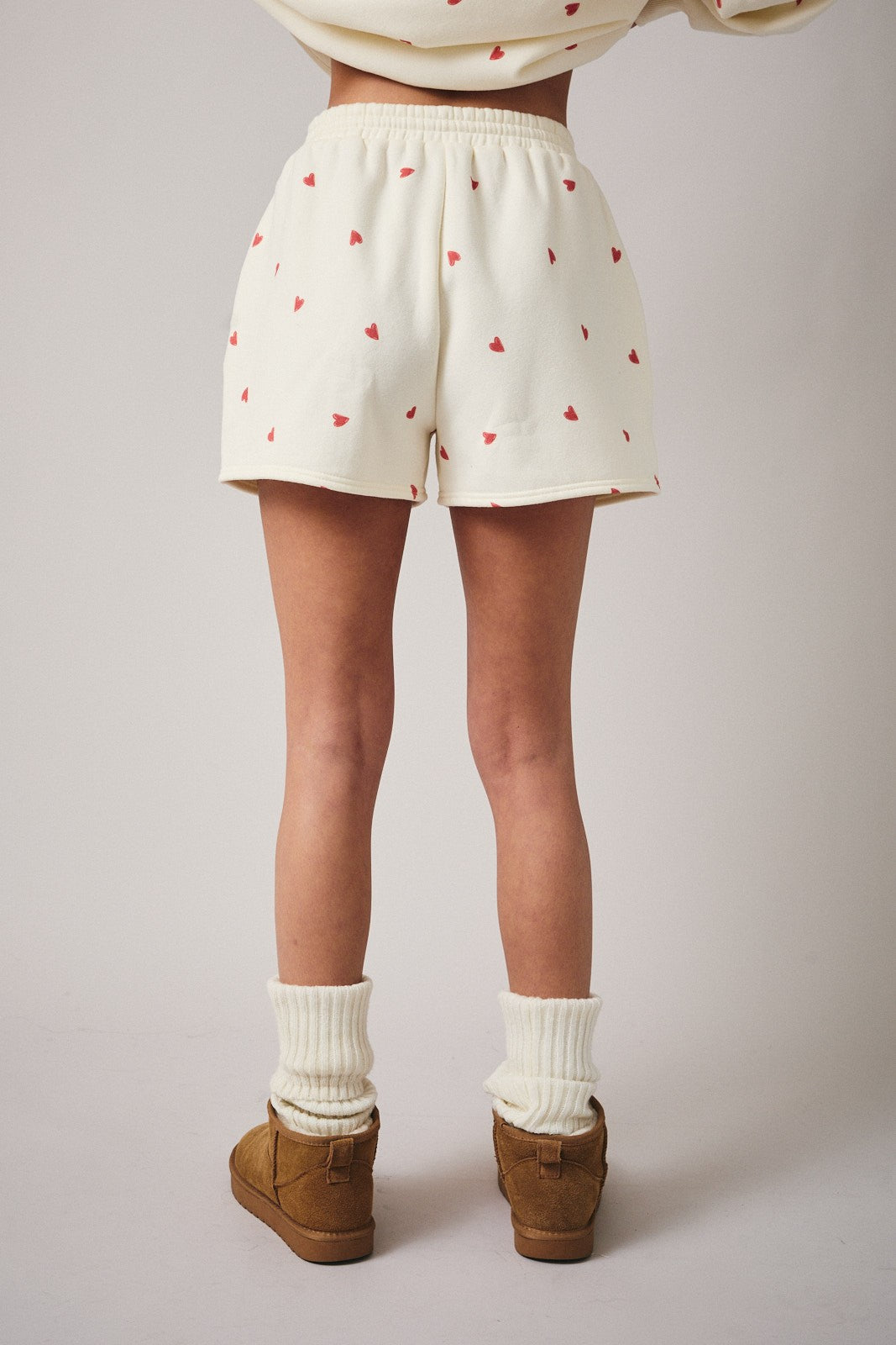 Heart Graphic Print Sweatshorts - Cream
