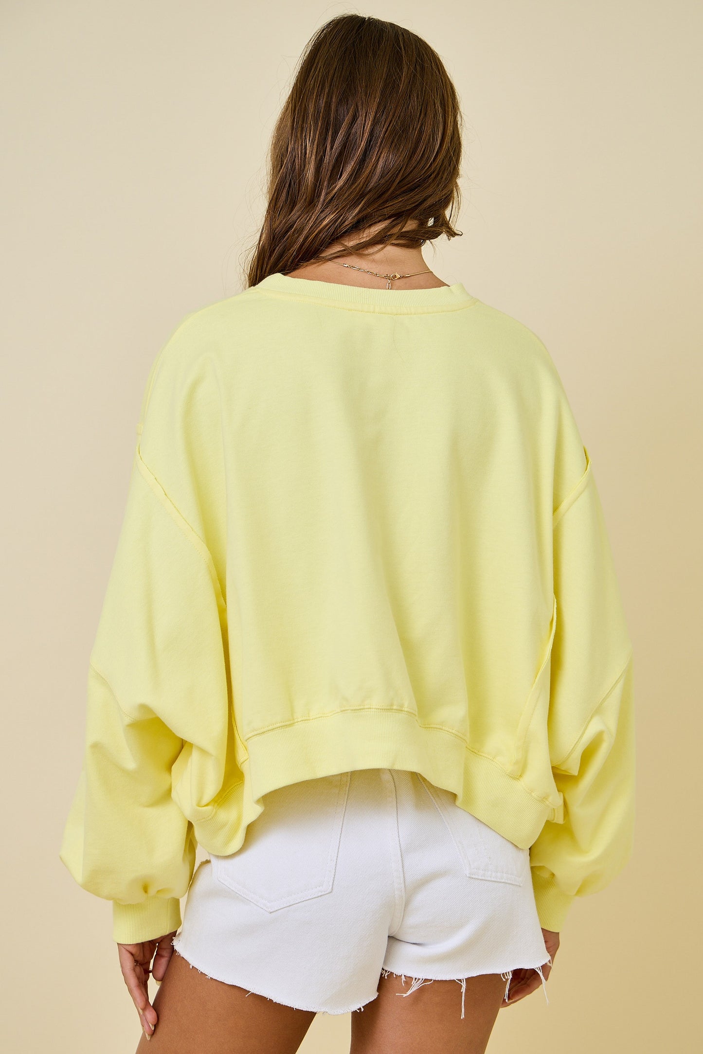 Cropped Crew Neck Sweatshirt - Lemon
