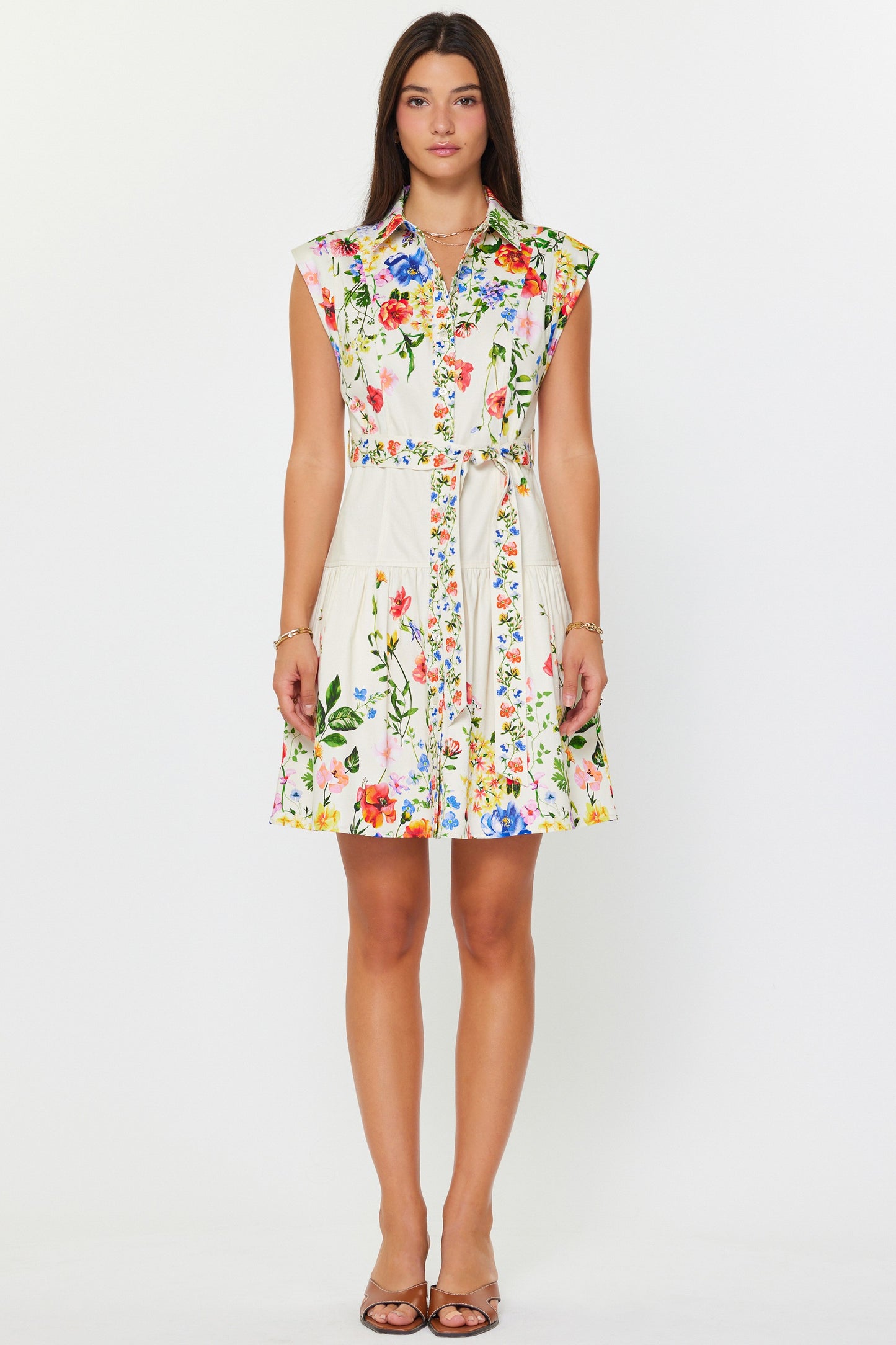 Floral Printed Shirt Mini Dress - Multi