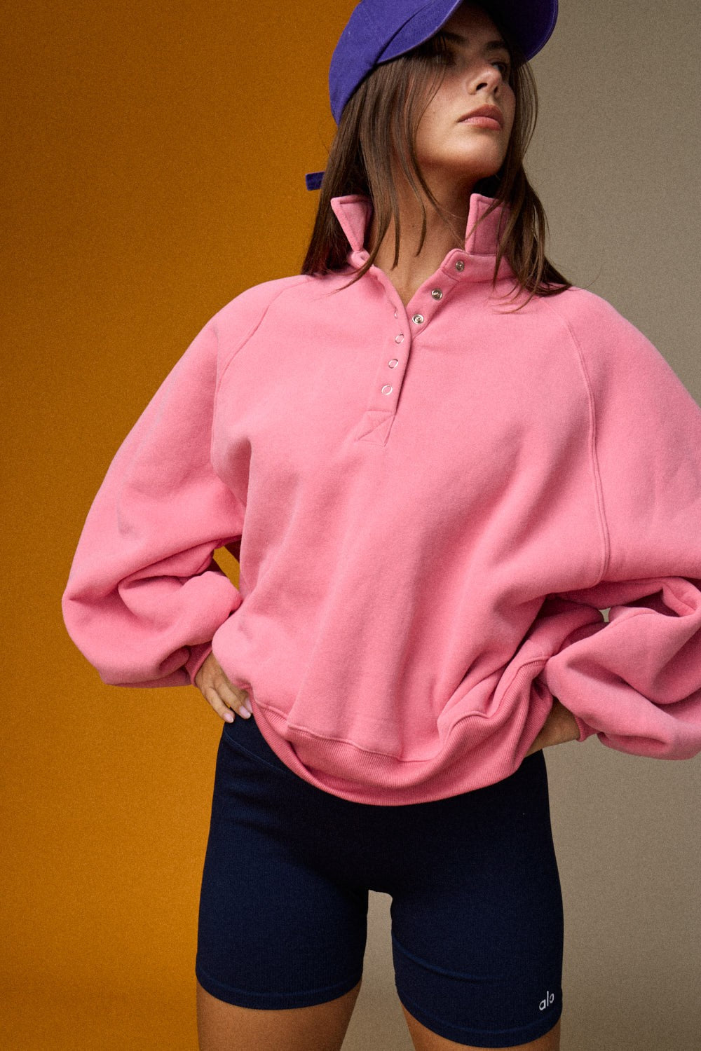 Piper Snap Button Collared Sweater - Pink