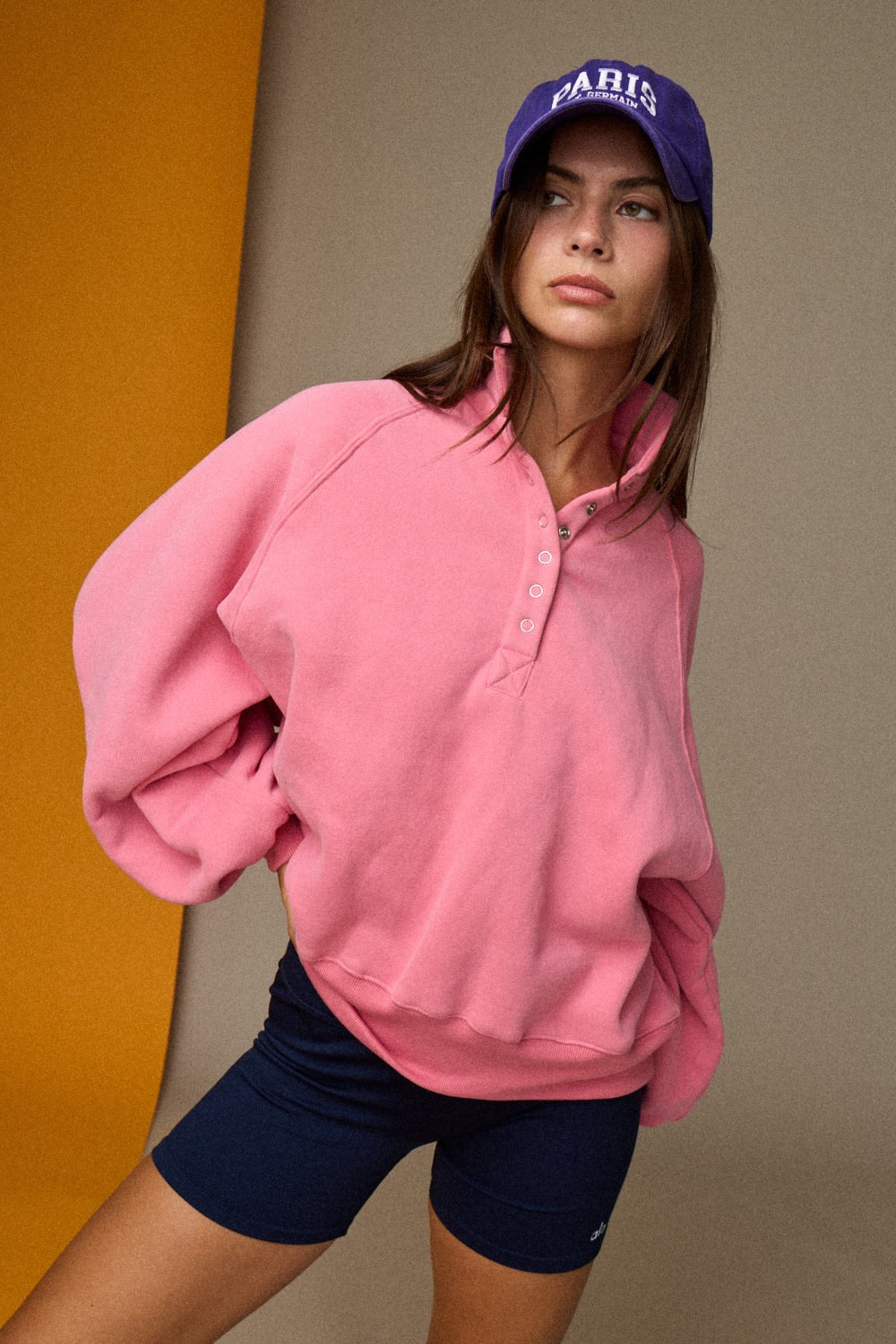 Piper Snap Button Collared Sweater - Pink