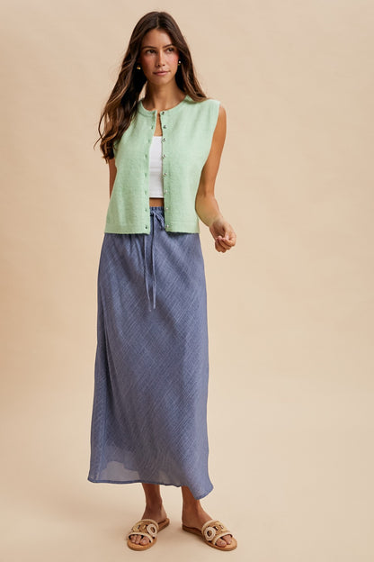 Button Down Sweater Vest - Lime