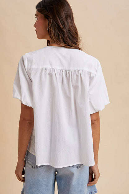 Pin-tucked Detail Button Down Shirt - Ivory