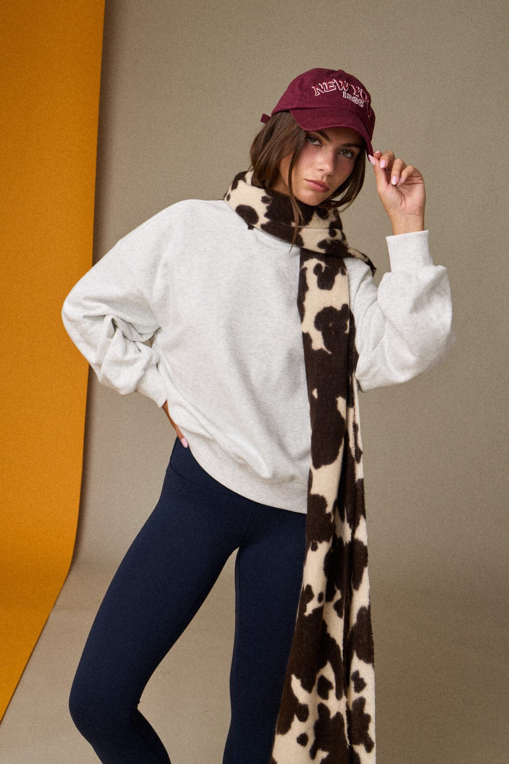 Mock Neck Sweatshirt - White Melange