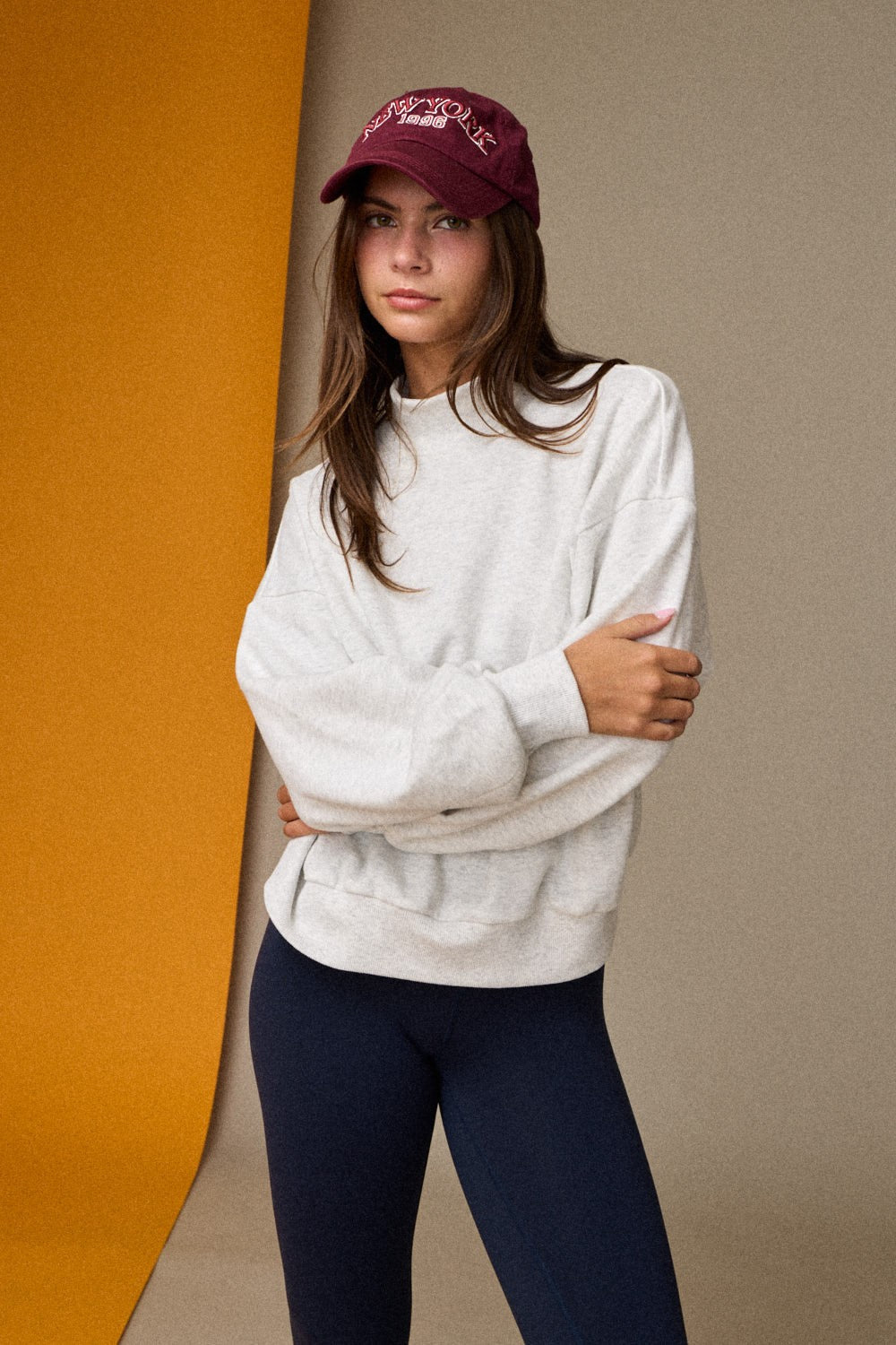 Mock Neck Sweatshirt - White Melange