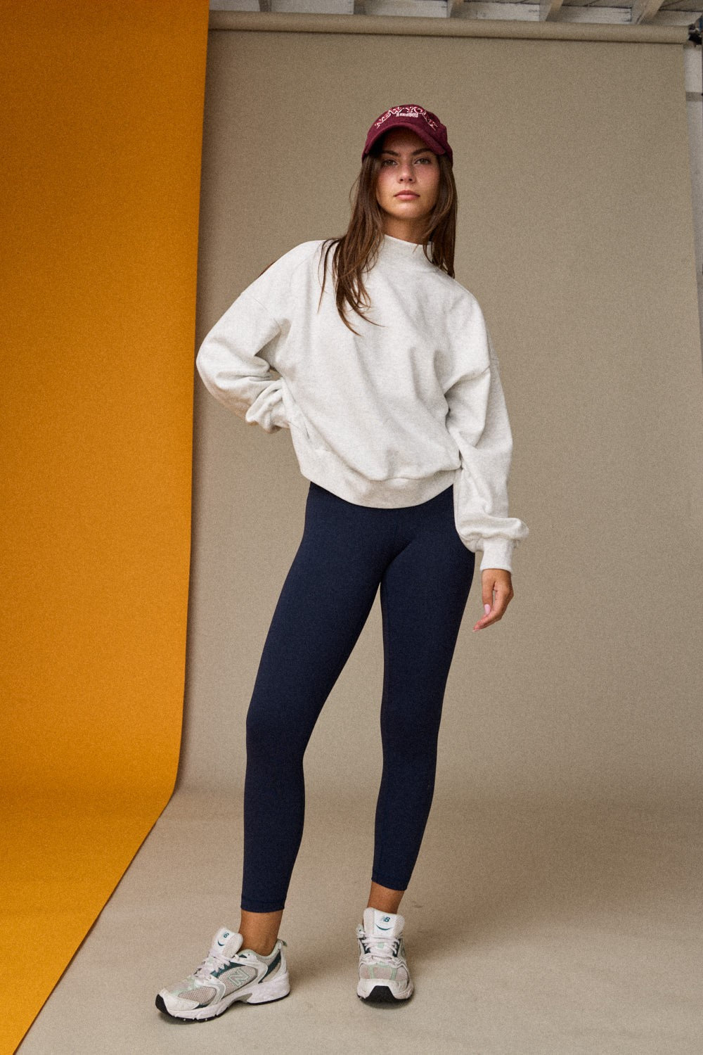 Mock Neck Sweatshirt - White Melange