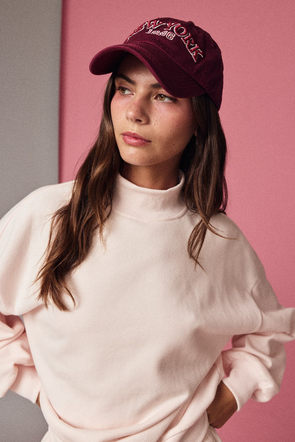 Mock Neckline Oversized Lounge Set - Blush