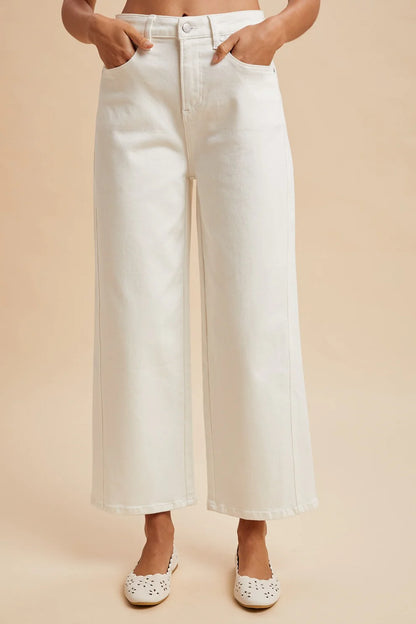 Side Panel Detailed Wide Leg Pants - White