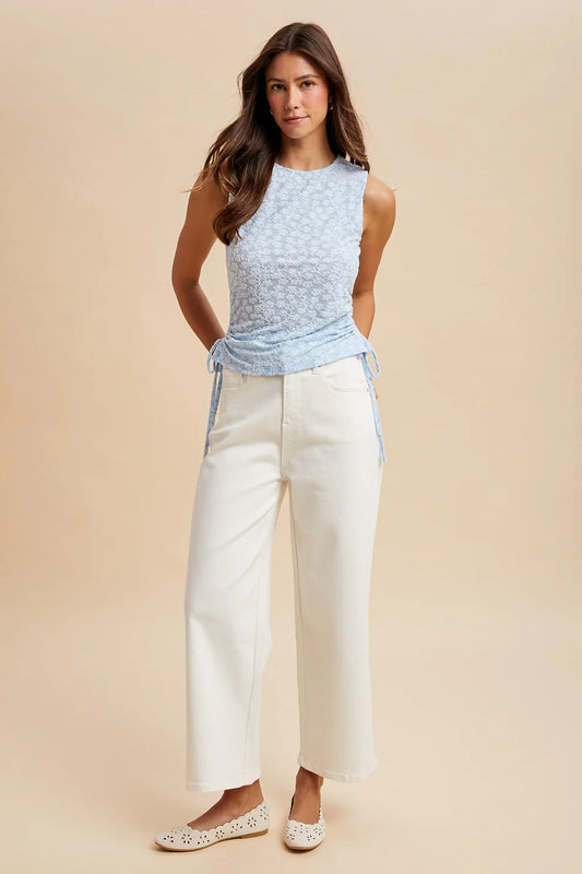 Side Panel Detailed Wide Leg Pants - White