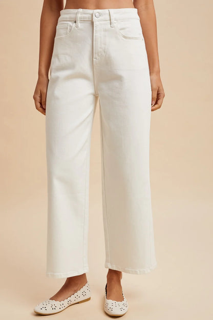 Side Panel Detailed Wide Leg Pants - White