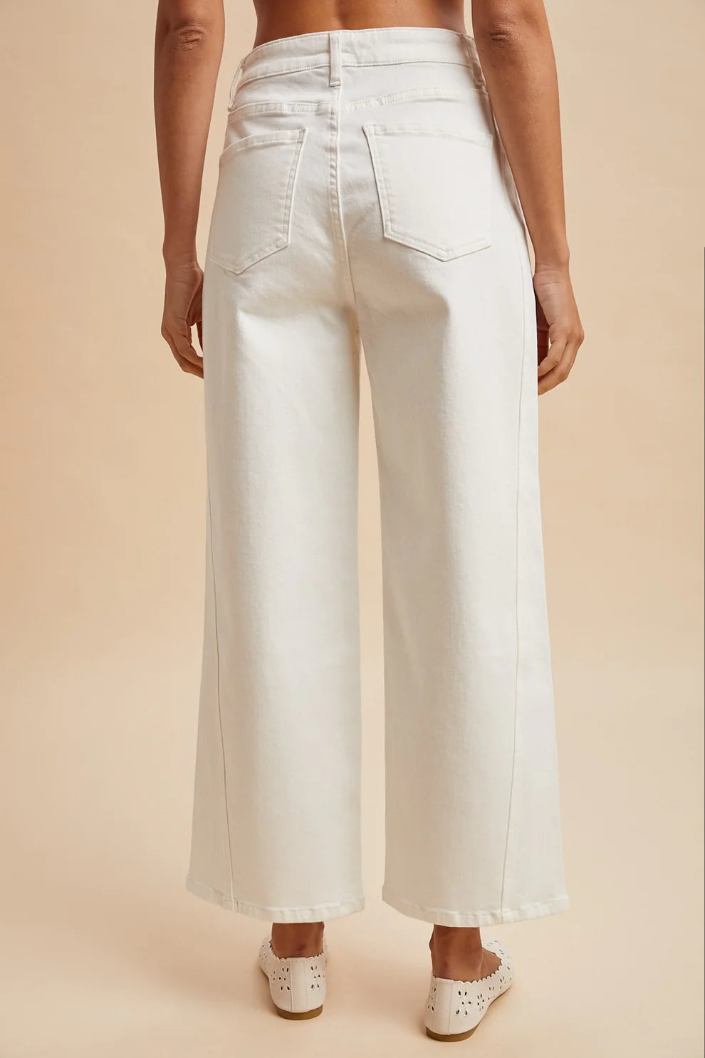 Side Panel Detailed Wide Leg Pants - White