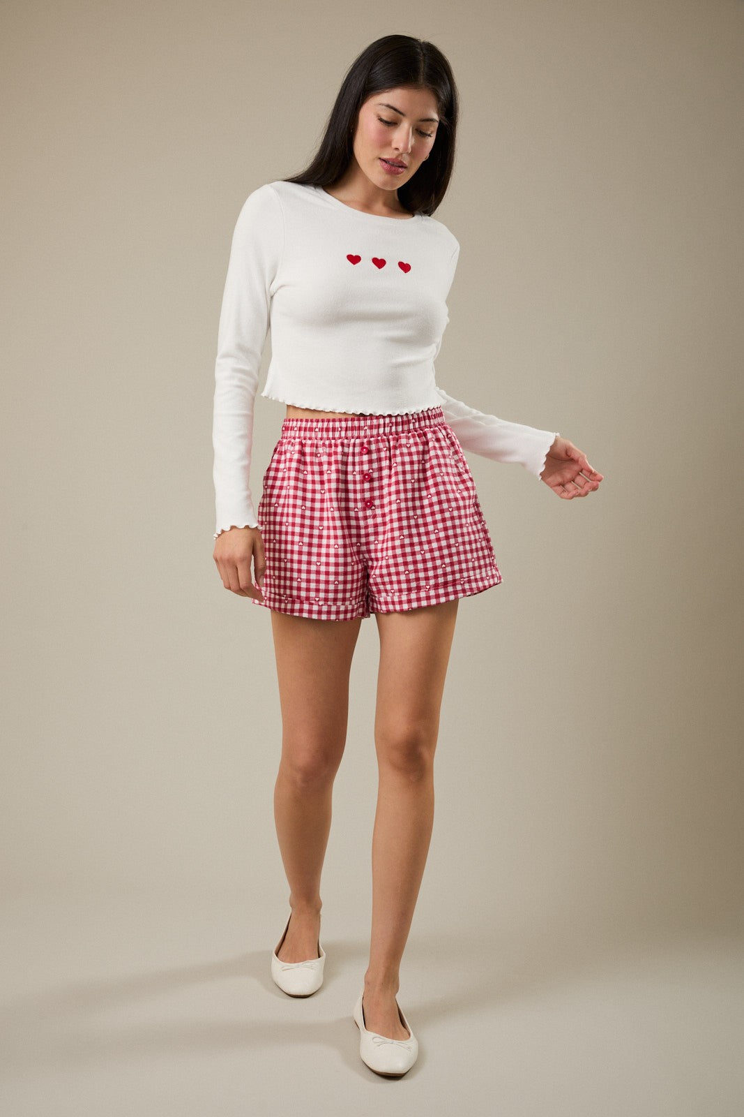 Heart Embroidered Top - White