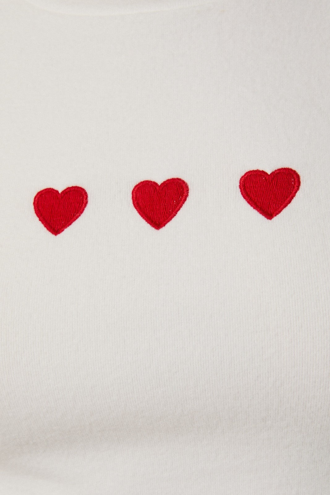 Heart Embroidered Top - White