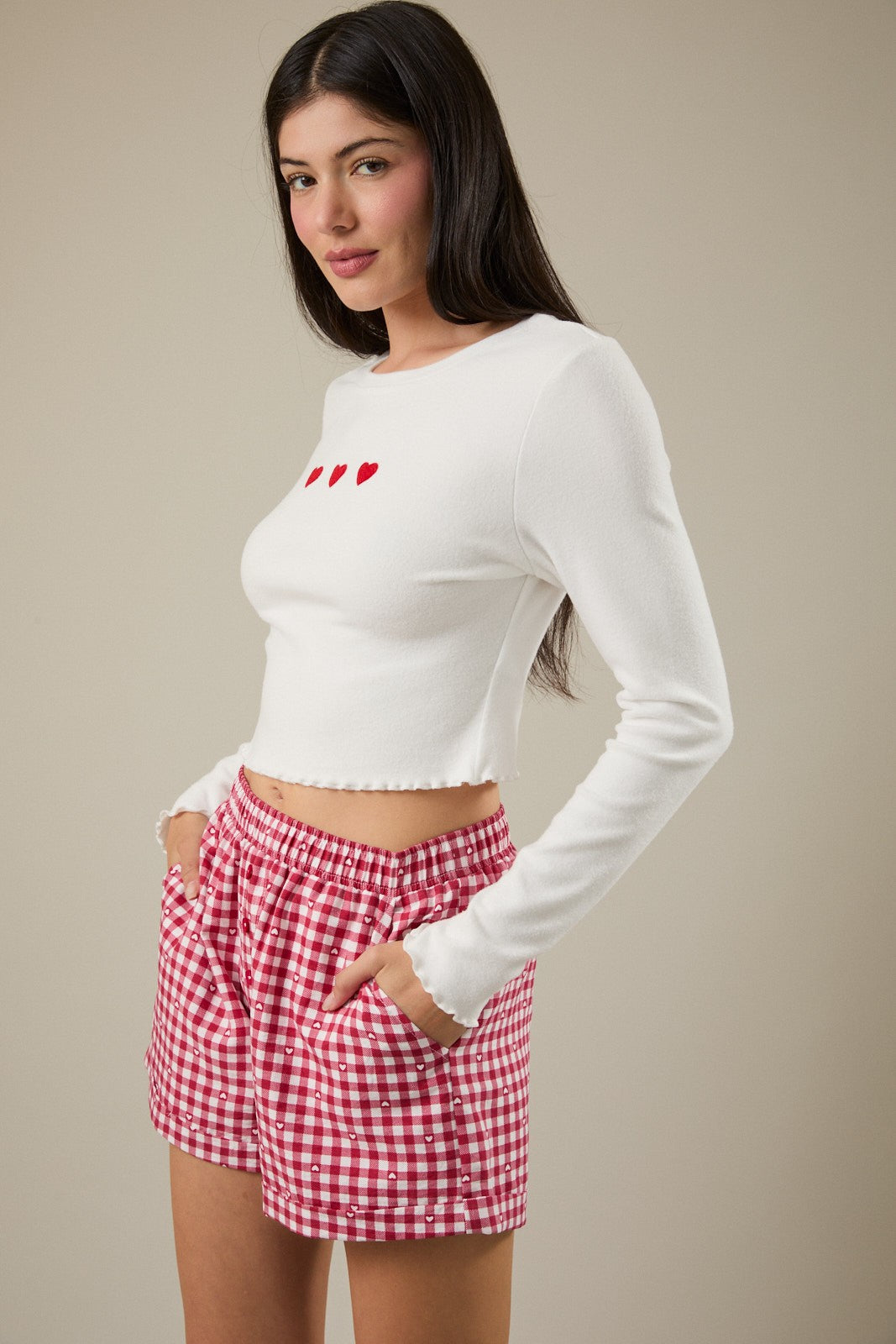 Heart Embroidered Top - White