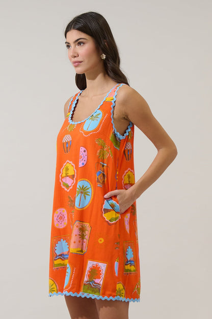 Maury Tropical Auriel Shift Mini Dress - Red/Pink Multi
