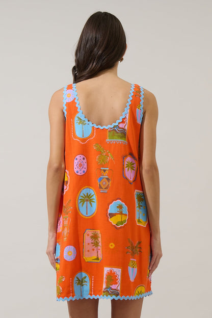 Maury Tropical Auriel Shift Mini Dress - Red/Pink Multi