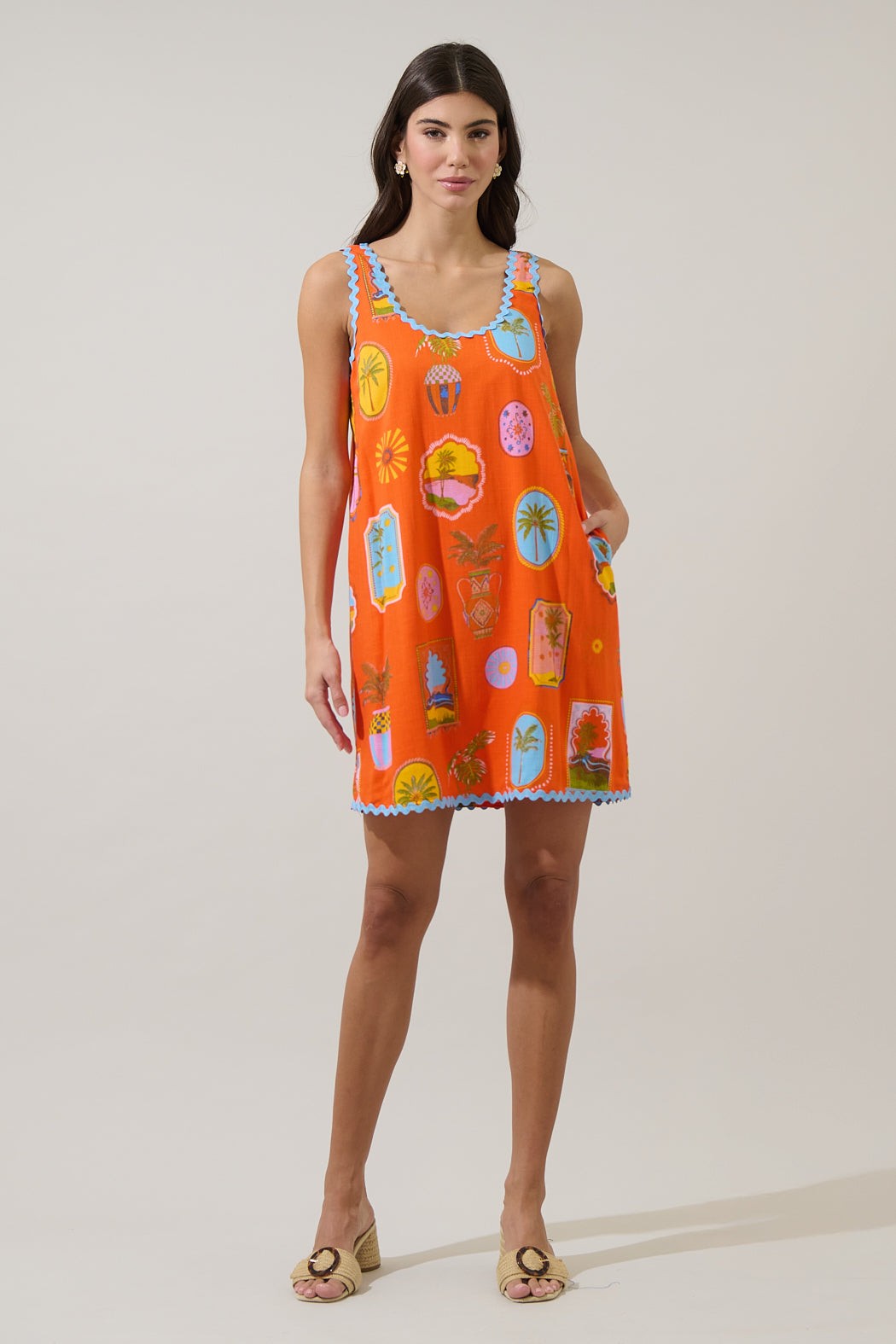 Maury Tropical Auriel Shift Mini Dress - Red/Pink Multi