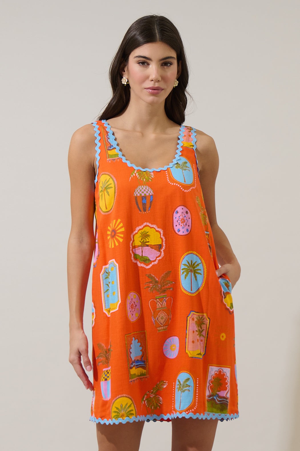 Maury Tropical Auriel Shift Mini Dress - Red/Pink Multi