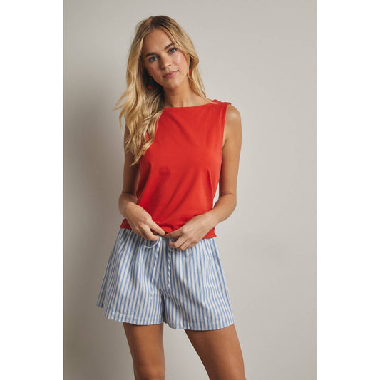 Boat Neck Tank Top - Chili