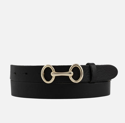 Carel Horse-Bit Leather Belt - Black