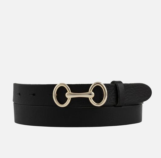 Carel Horse-Bit Leather Belt - Black