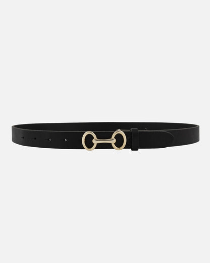Carel Horse-Bit Leather Belt - Black